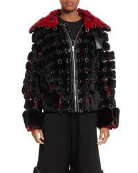Noir Kei Ninomiya Faux Fur Jacket With Chain Mail Detail