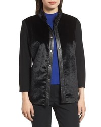 Ming Wang Faux Fur Snap Front Jacket