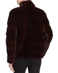 Maximilian Furs Leather Trim Long Sleeve Mink Jacket