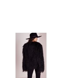Missguided Mongolian Faux Fur Coat Black