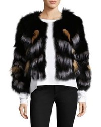 Adrienne Landau Multicolor Fox Fur Jacket