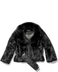 Neiman Marcus Rabbit Fur Jacket W Fox Collar