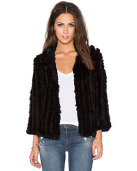 Heartloom Rosa Rabbit Fur Jacket In Black Size L