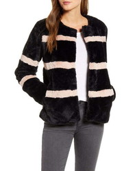 Rachel Parcell Stripe Faux Fur Coat