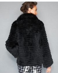 The Fur Vault Fox Fur Lapel Collar Jacket