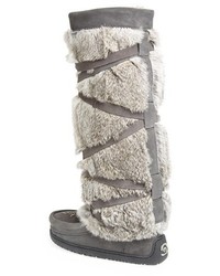 Manitobah Mukluks Genuine Rabbit Fur Tall Wrap Boot