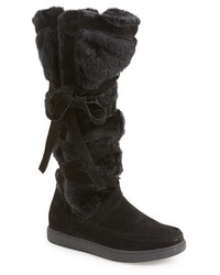 Saint Laurent Black Leather Fur Knee High Stiletto Paris Boot | Where ...