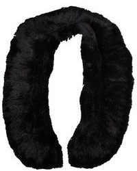 La Fiorentina Black Dyed Mink Fur Knit Round Edged Scarf