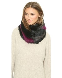 Jocelyn Color Striped Knitted Fur Infinity Scarf