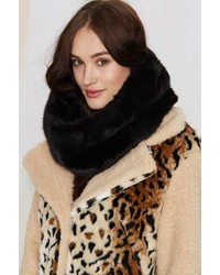 Factory Neck And Neck Faux Fur Infinity Scarf Black
