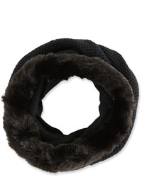 Badgley Mischka Faux Fur Knit Infinity Scarf Black