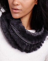 Hat Attack Classic Knit Fur Loop Scarf Charcoal