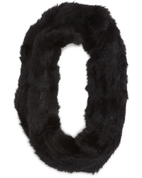 Jocelyn Knitted Rabbit Fur Infinity Scarf Black