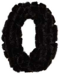 Surell Mink Fur Crocheted Infinity Scarf Black