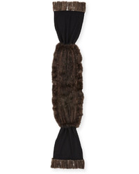 GORSKI Sable Fur Stole W Detachable Cashmere Fringe Black