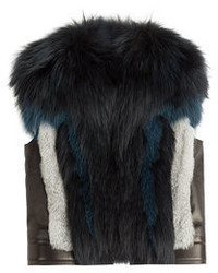 Roberto Cavalli Leather Vest With Fox Fur