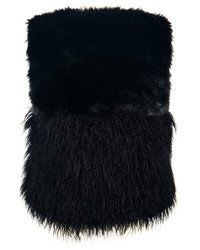 Choies Black Faux Fur Waistcoat With Contrast Fluffy Panel