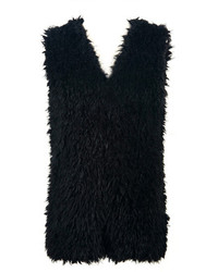 Choies Black Soft Faux Fur Waistcoat With Teddy Texture Lining