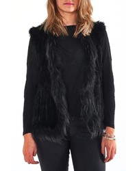 Boho Chic Black Fur Waistcoat