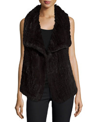 Neiman Marcus Cashmere Collection Draped Hare Fur Cashmere Vest