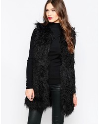 French Connection Chicago Faux Fur Vest In Black