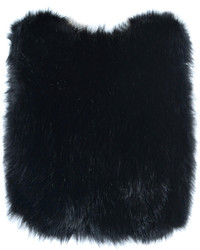 Choies Black Faux Fur Cropped Waistcoat