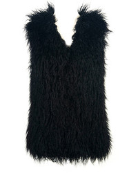 Choies Black Fluffy Faux Fur Waistcoat