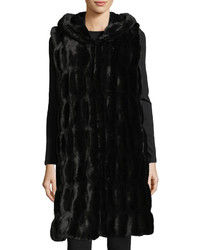 Fabulous Furs Couture Faux Fur Hooded Long Vest