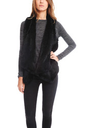 H Brand Audra Rabbit Fur Vest In Black