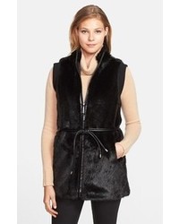 Hilary Radley Belted Faux Fur Vest Small