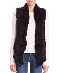 June Shawl Knit Rabbit Fur Vest