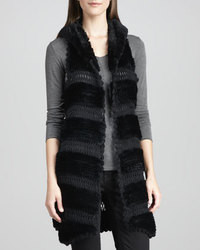 La Fiorentina Rex Rabbit Fur Knit Vest Black