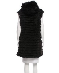 Yves Salomon Leather Accented Fur Vest