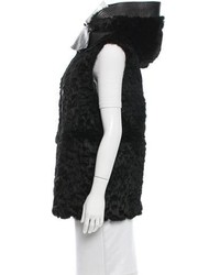 Helmut Lang Leather Trimmed Fur Vest