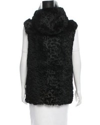 Helmut Lang Leather Trimmed Fur Vest