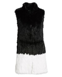 Love Token Long Colorblock Genuine Rabbit Fur Vest