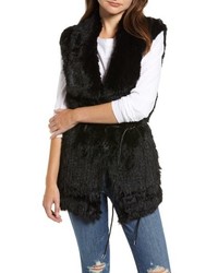 Love Token Longline Genuine Rabbit Fur Vest