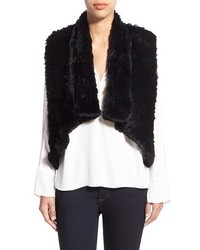 Love Token Genuine Rabbit Fur Knit Drape Front Vest