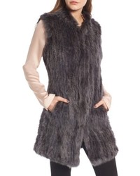 Love Token Long Genuine Rabbit Fur Vest