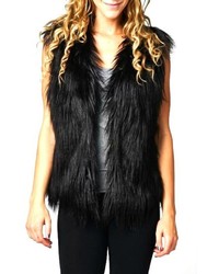 Natasha Couture Fashion Black Fur Vest