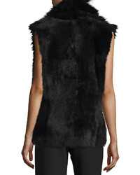 Vince Shearling Fur Trim Leather Vest