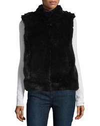 Neiman Marcus Signature Faux Fur Vest Black Fox Color