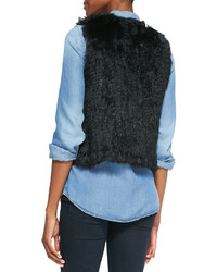 525 America Sleeveless Short Fur Vest Black