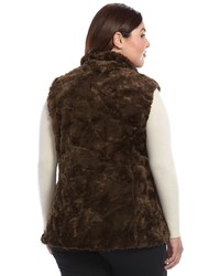 Weathercast Plus Size Weathercast Faux Fur Vest