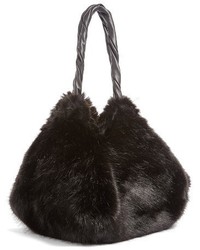 Givenchy Pyramid Faux Fur Shoulder Bag Black