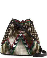 Les Petits Joueurs Daliah Geometry Studded Bucket Bag Black