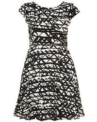 Dorothy Perkins Lovedrobe Black White Tribal Print Dress