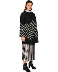 Marina Rinaldi Geometric Wool Blend Jacquard Coat
