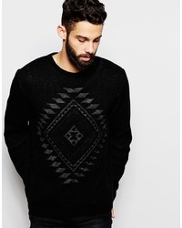 Asos Brand Crew Neck Sweater With Geo Tribal Design