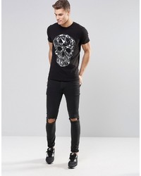 Asos Brand Muscle T Shirt With Geometric Skull Print